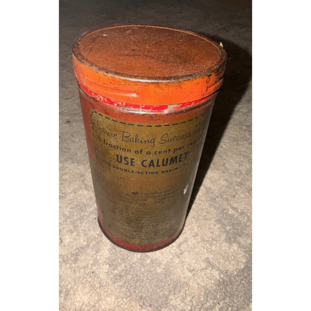 Vintage Calumet Baking Powder Tin Can With Lid‎